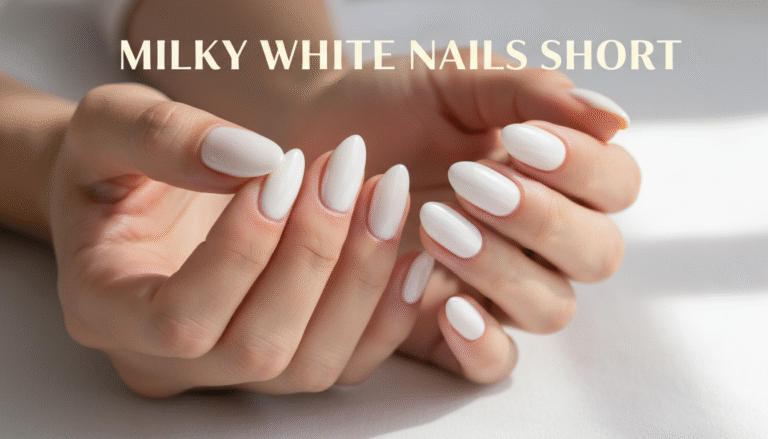 Milky White Nails Short