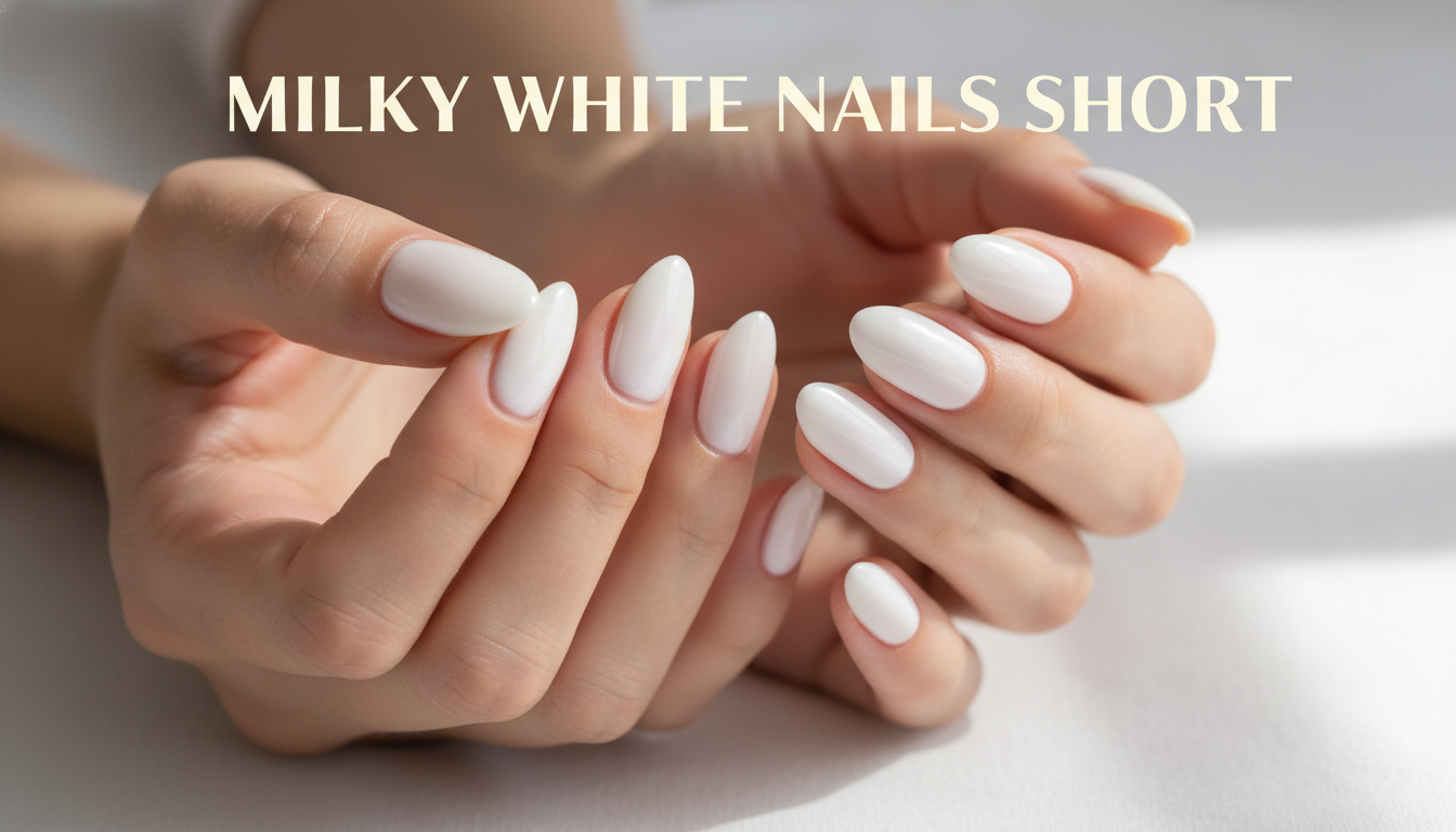 Milky White Nails Short