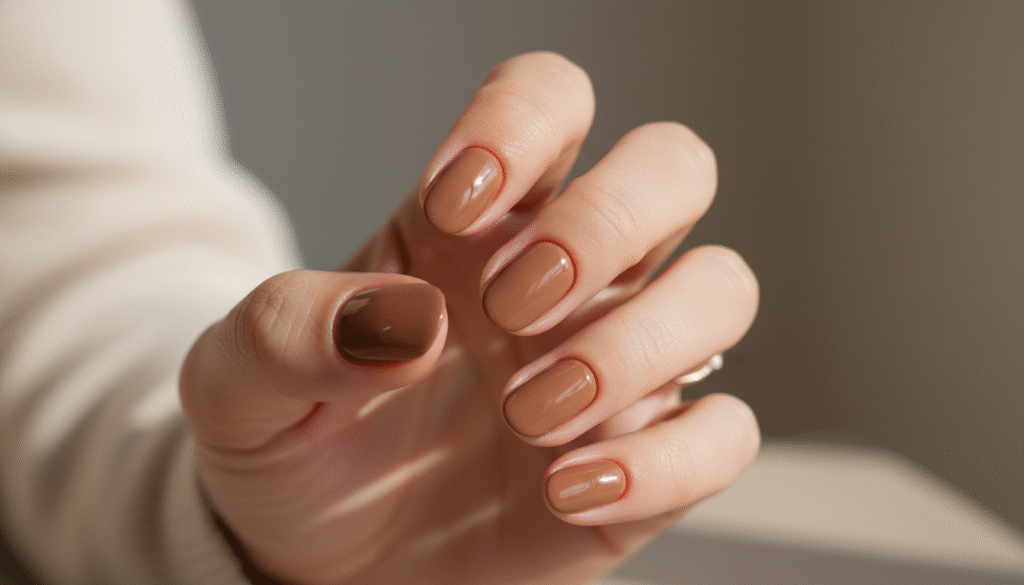 Plain Glossy Brown Nails