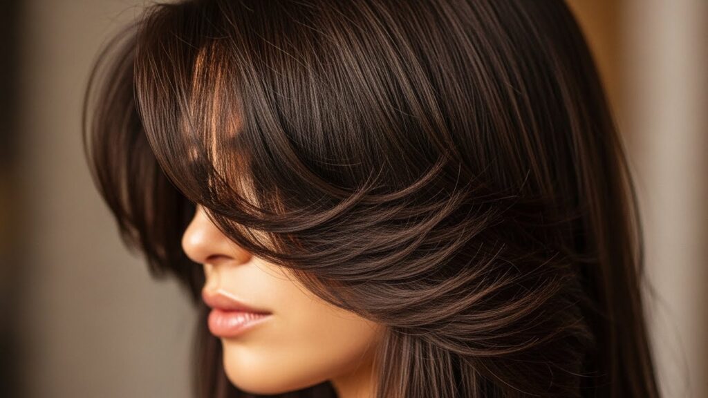 Face-framing layers for straight hair